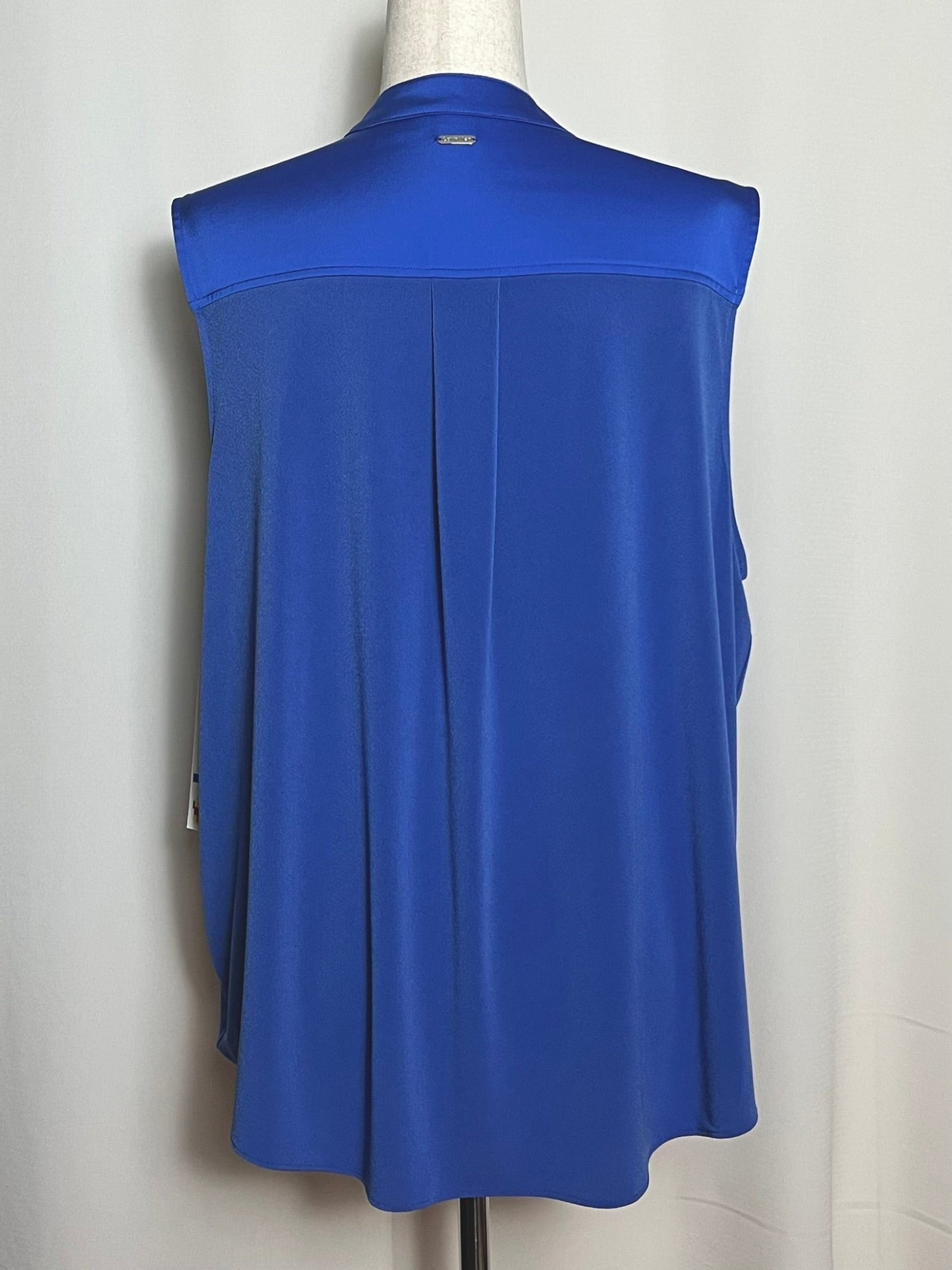 Calvin Klein Women's Sleeveless Draped V-Neck Top Color Dazzling Blue