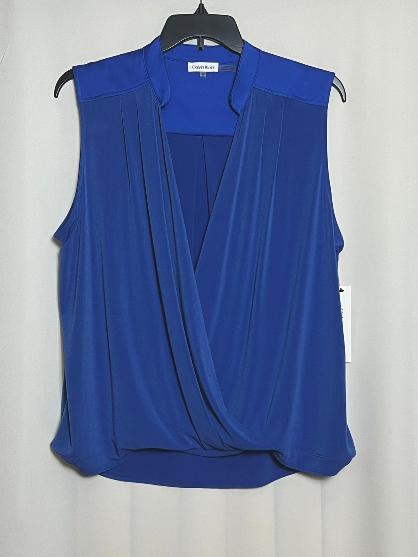 Calvin Klein Women's Sleeveless Draped V-Neck Top Color Dazzling Blue
