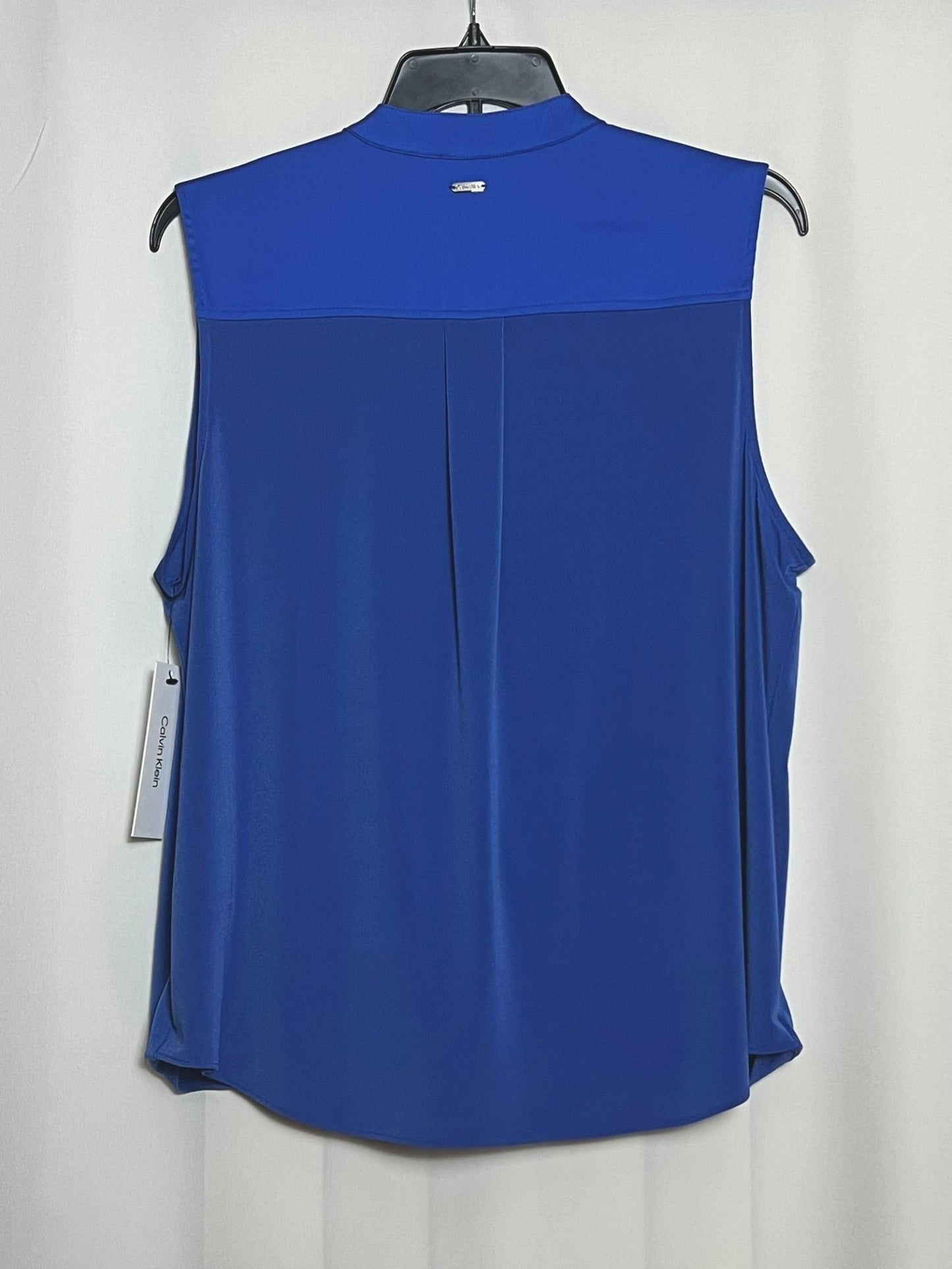 Calvin Klein Women's Sleeveless Draped V-Neck Top Color Dazzling Blue
