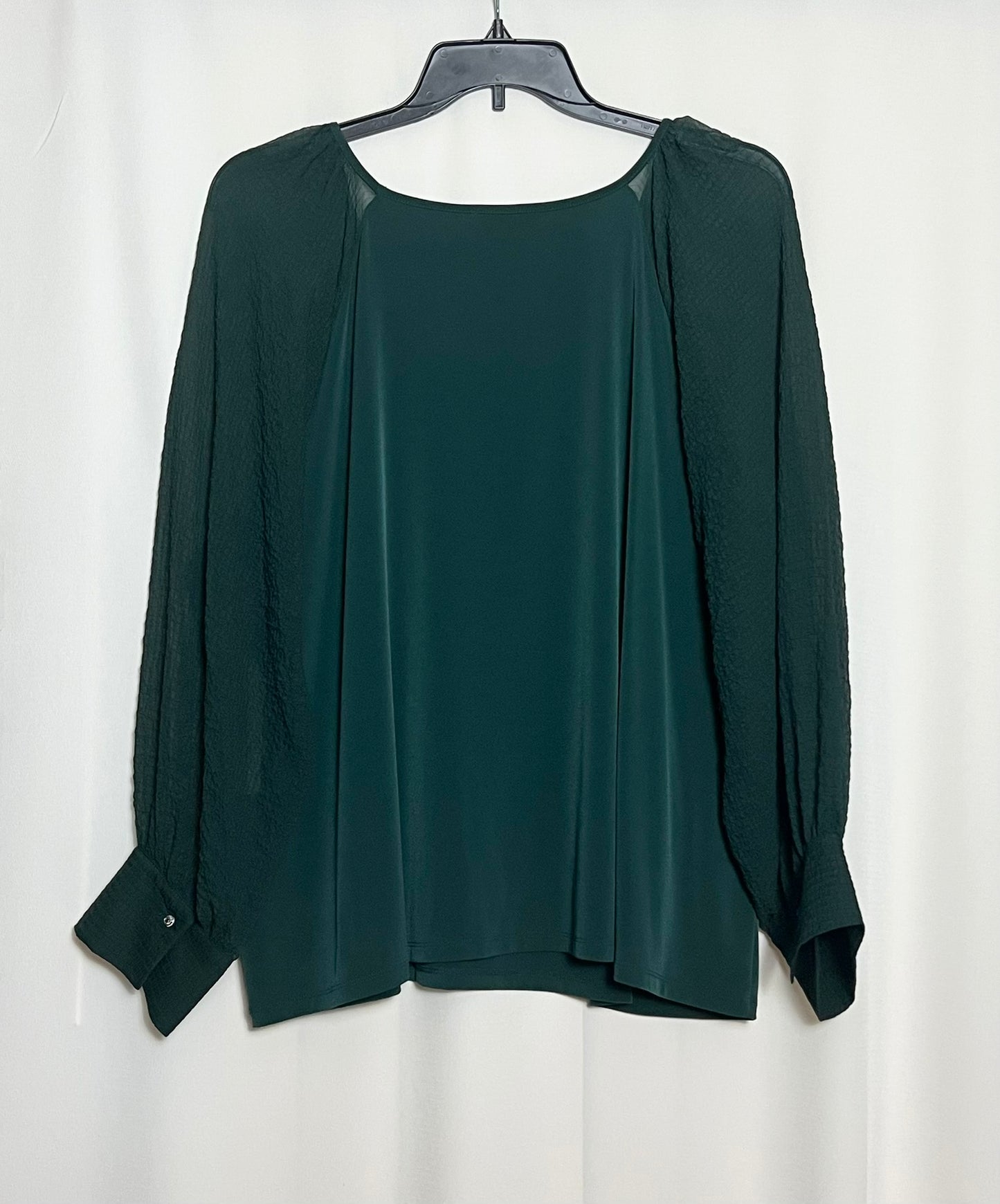 Calvin Klein Women's Plus Size Scoop-Neck Chiffon-Sleeve Top Malachite