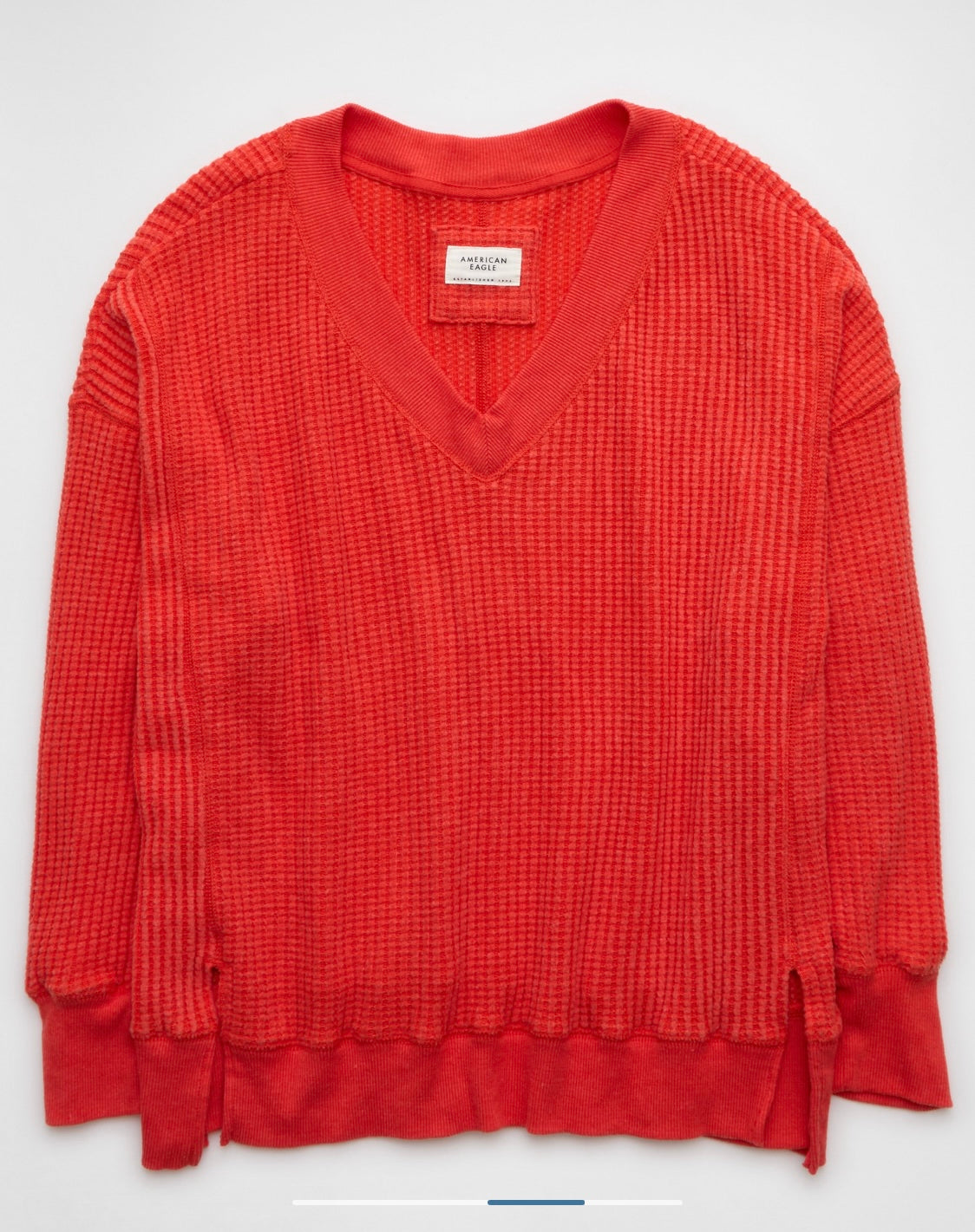 AE Big Hug V-Neck Waffle Sweatshirt