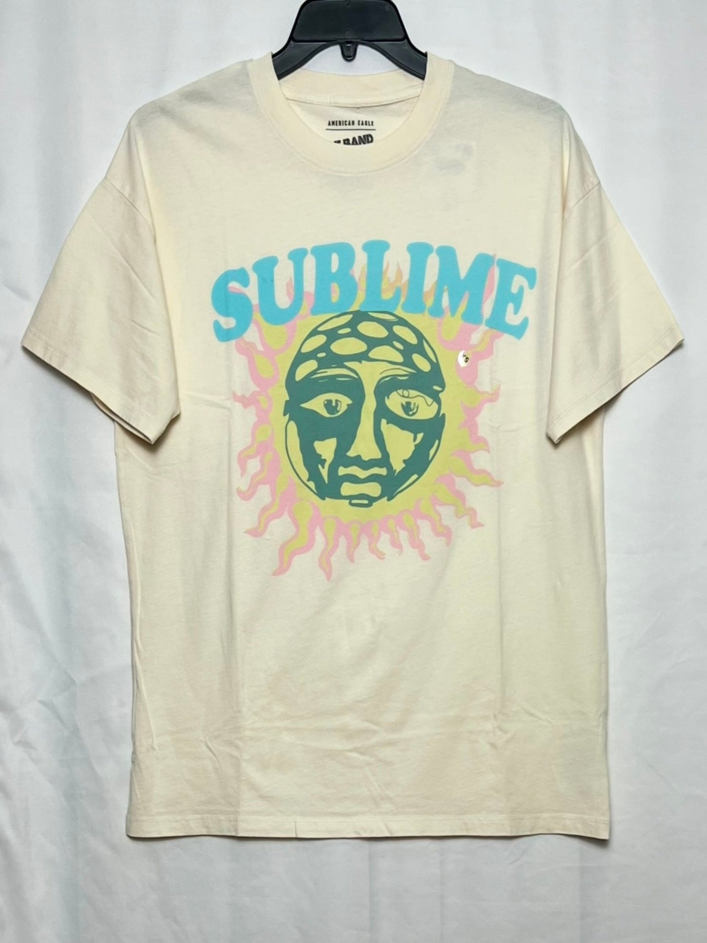 American Eagle Women's Oversized Sublime Graphic Tee Color Cream