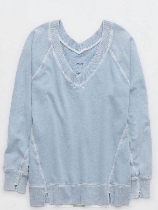 Aerie Women's Downtime Oversized Big Hug V-Neck Sweatshirt