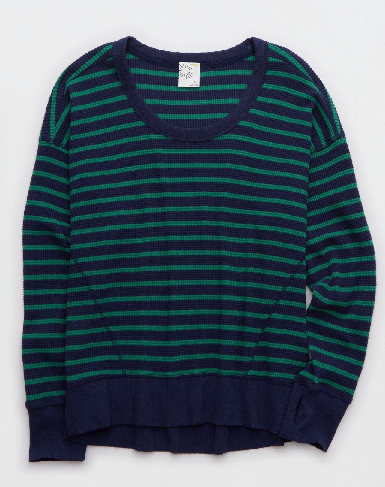 OFFLINE By Aerie Wow! Women's Long Sleeve Striped Waffle T-Shirt