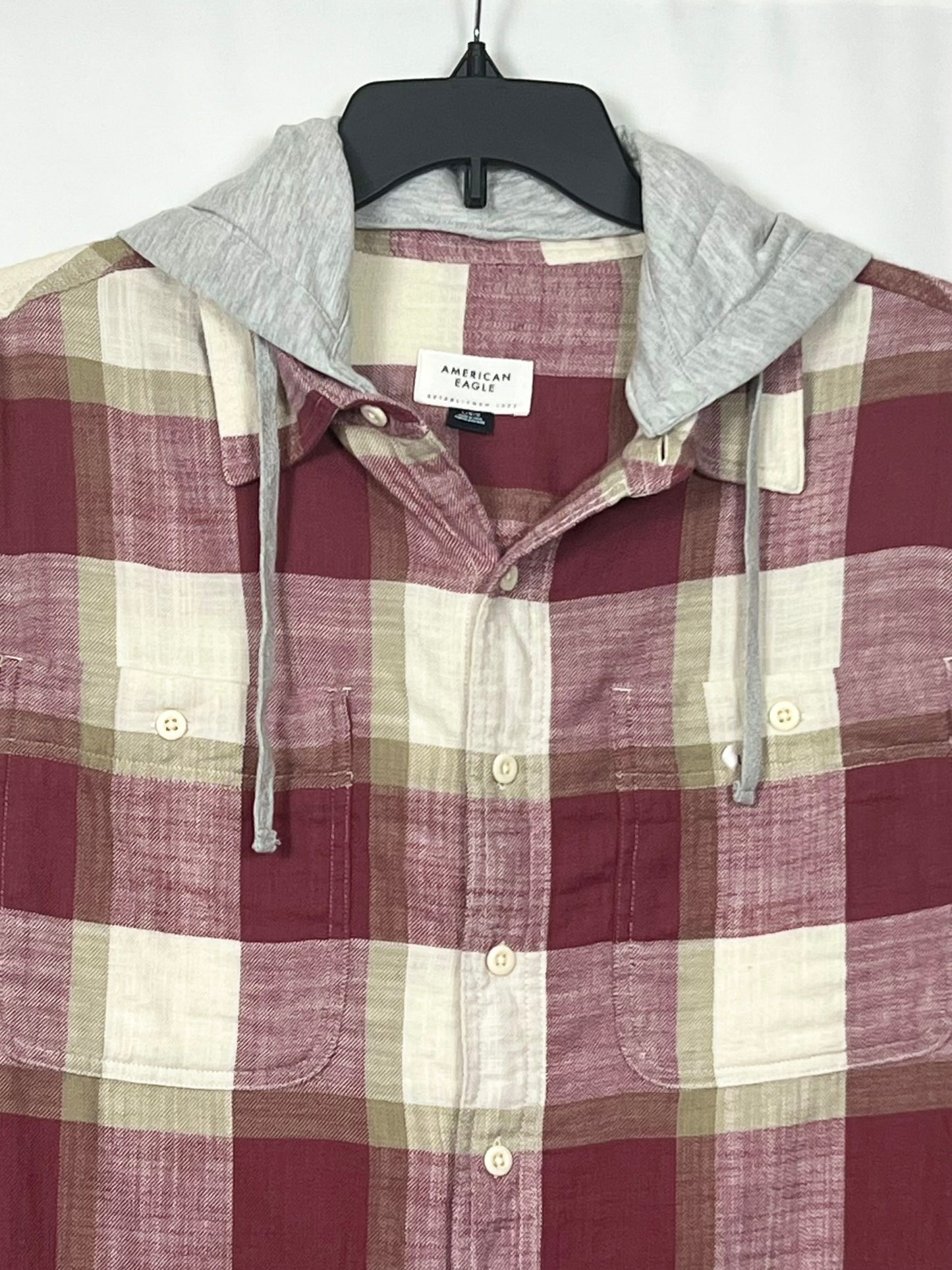 Americam eagle Men's Hooded Flannel Shirt