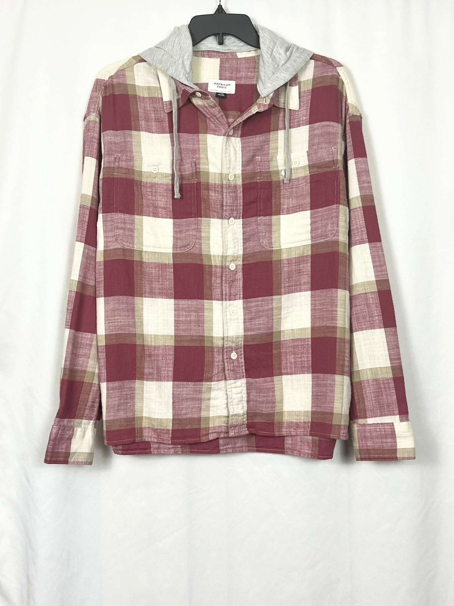 Americam eagle Men's Hooded Flannel Shirt