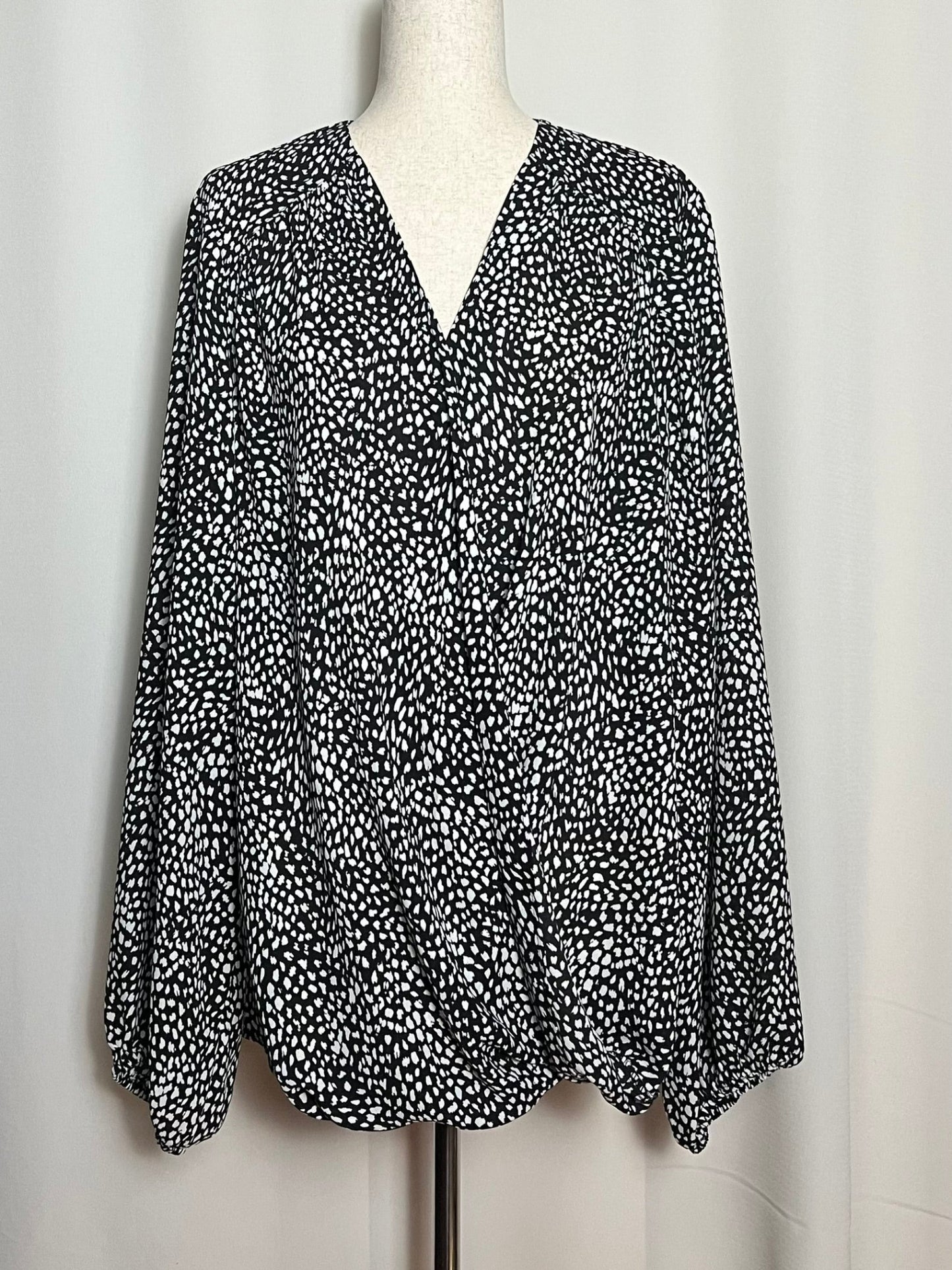 I.N.C. International Concepts Women's Printed Surplice Long Sleeve Top.