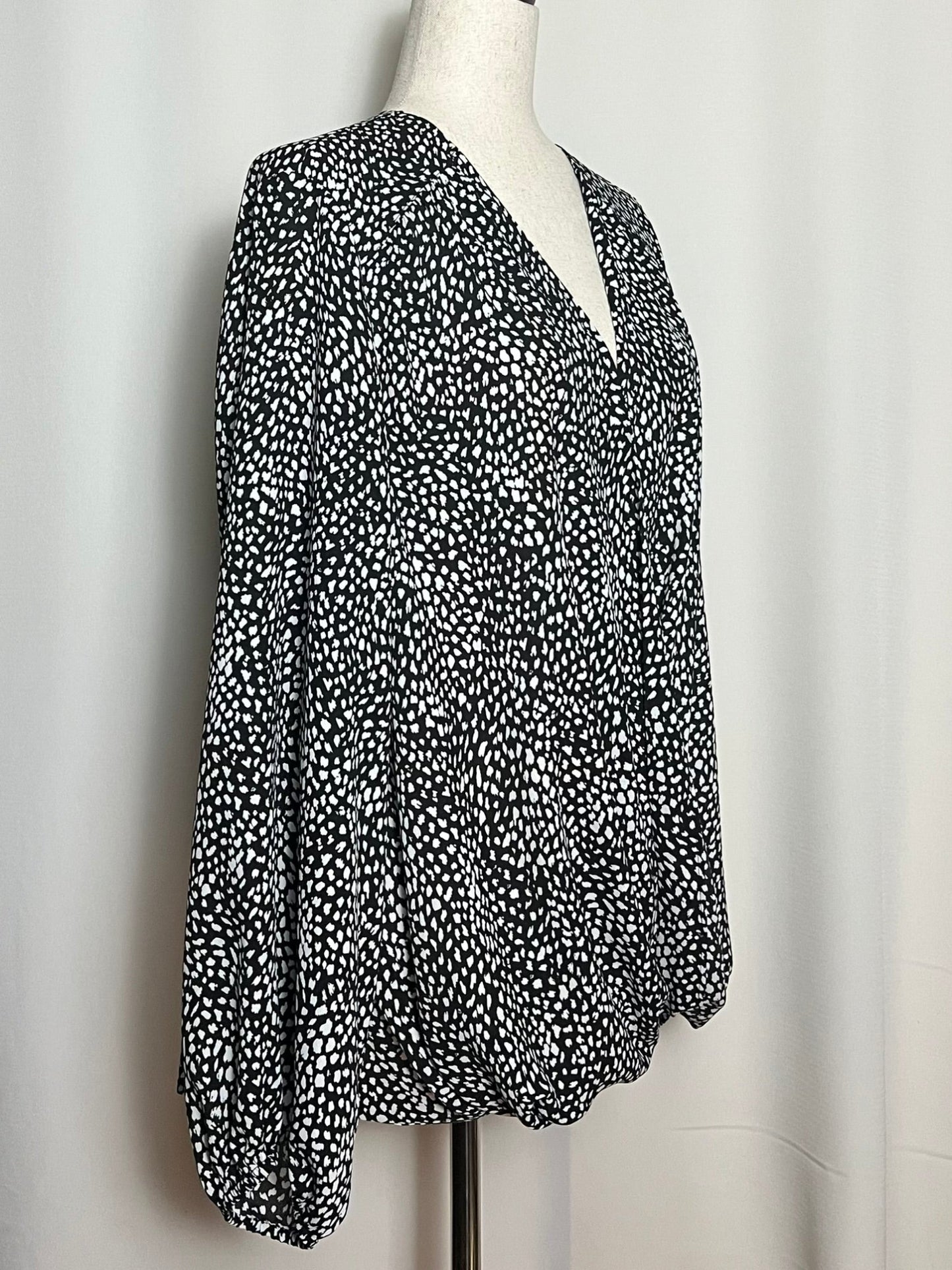 I.N.C. International Concepts Women's Printed Surplice Long Sleeve Top.