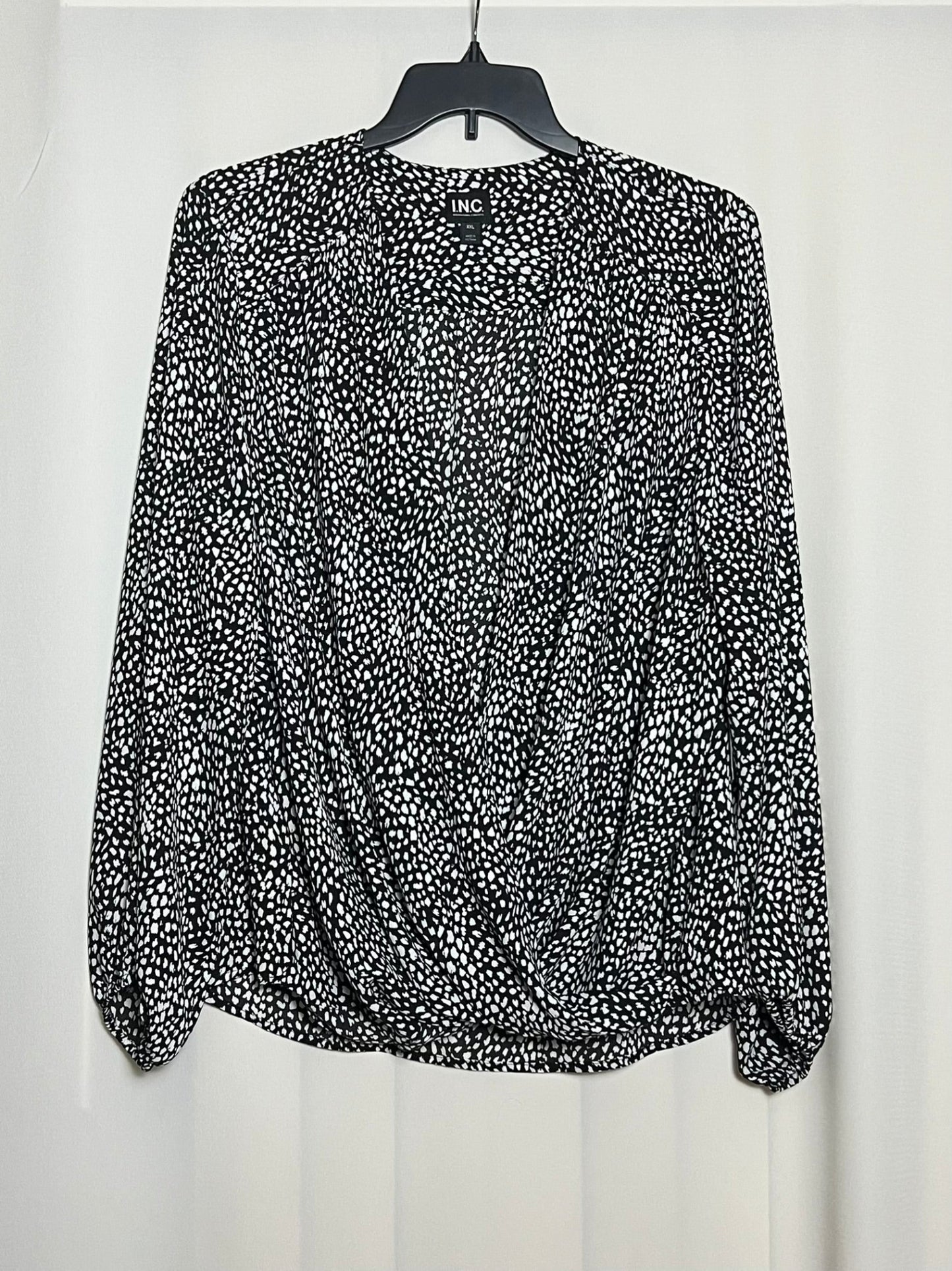 I.N.C. International Concepts Women's Printed Surplice Long Sleeve Top.