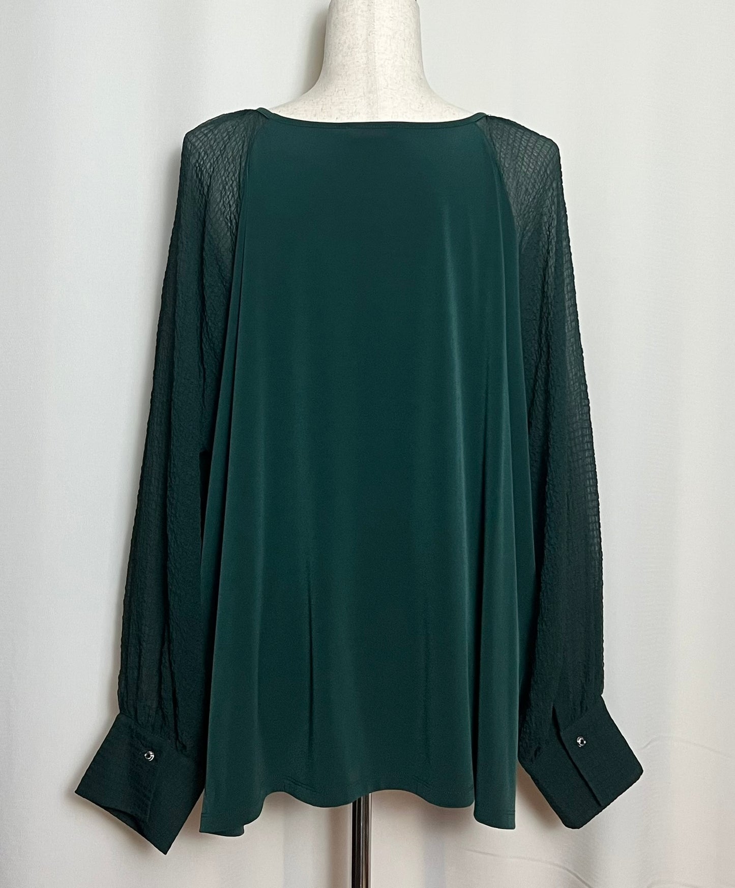 Calvin Klein Women's Plus Size Scoop-Neck Chiffon-Sleeve Top Malachite