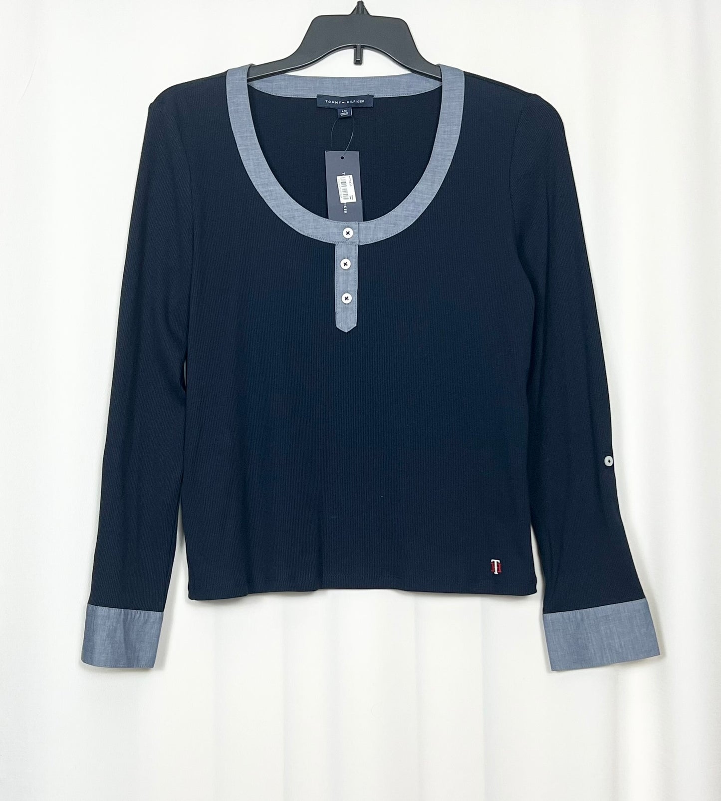 Tommy Hilfiger Women's Mixed Media Roll-Tab Sleeve