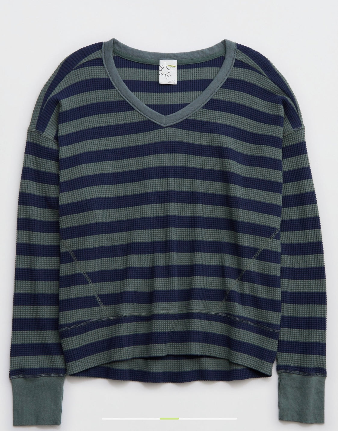 OFFLINE By Aerie Wow! Women's Long Sleeve Striped Waffle T-Shirt