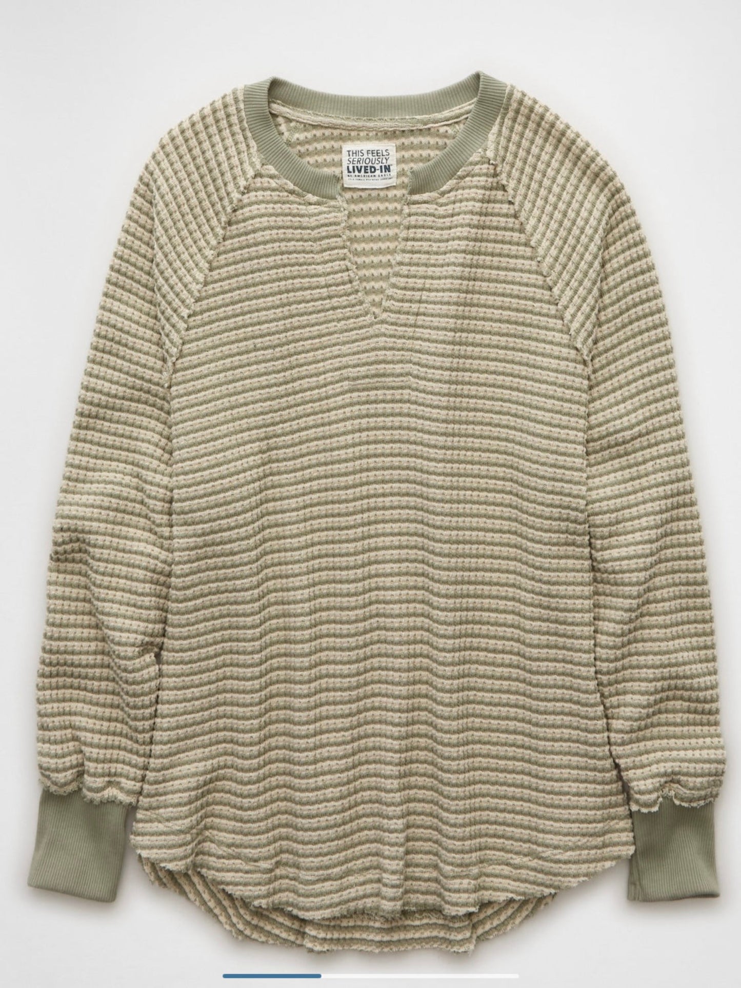 American Eagle Women's Big Hug Notch Neck Waffle Sweatshirt