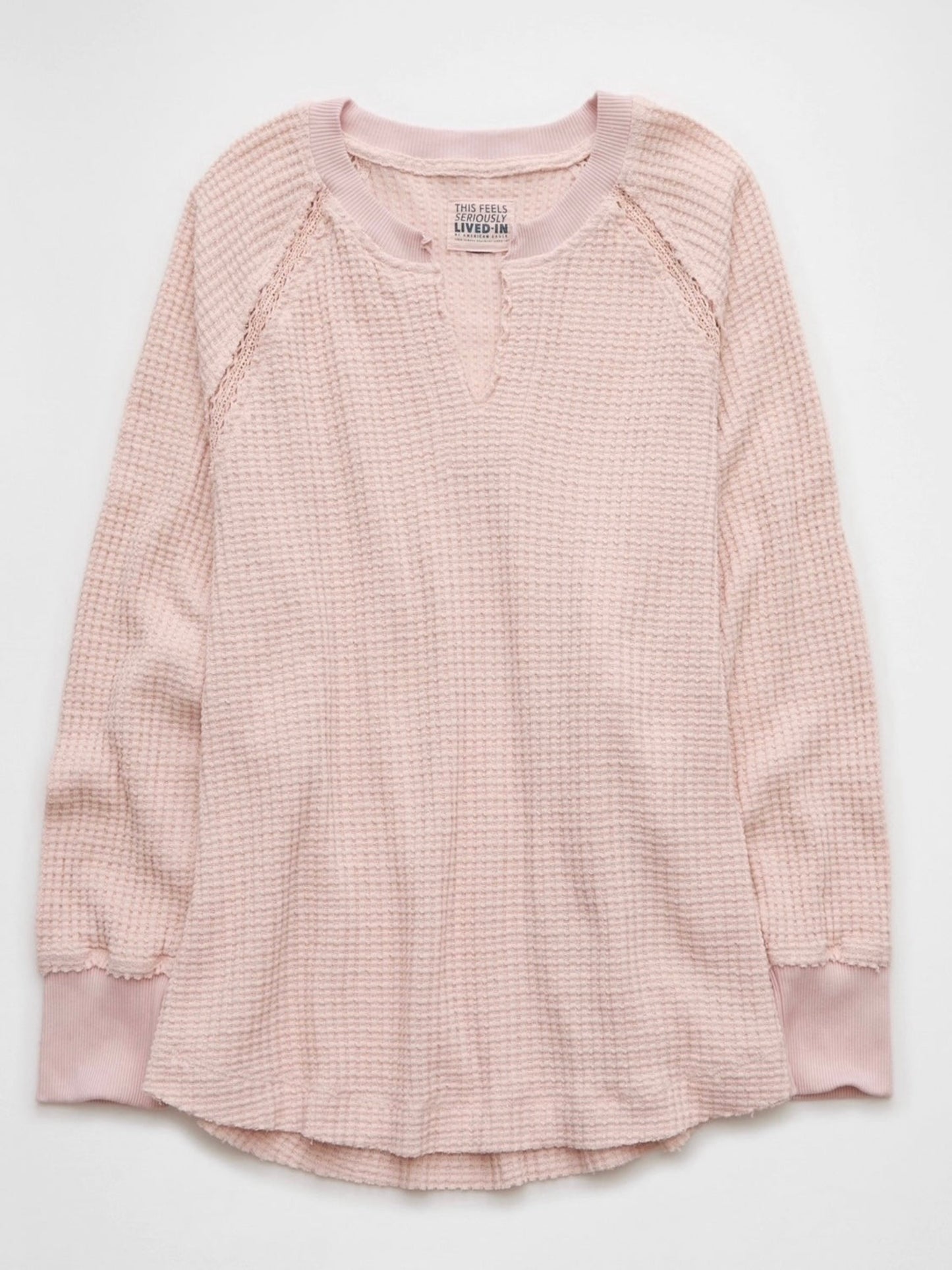 American Eagle Women's Big Hug Notch Neck Waffle Sweatshirt