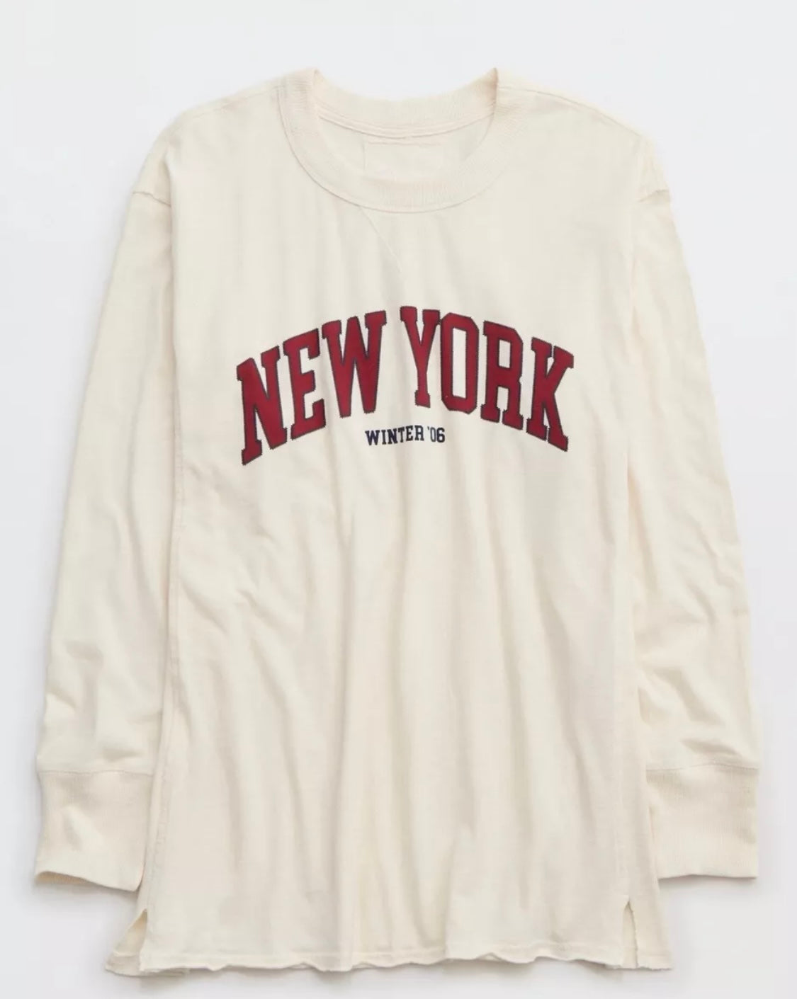 Aerie Women's Cozy Long Sleeves Oversized Boyfriend T-Shirt