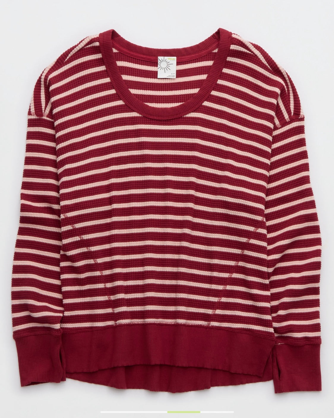 OFFLINE By Aerie Wow! Women's Long Sleeve Striped Waffle T-Shirt