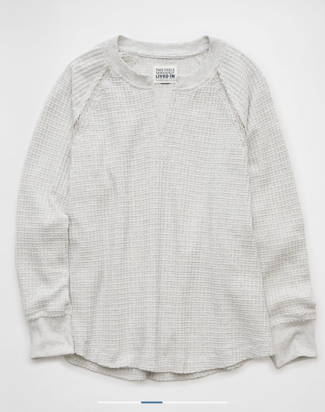 American Eagle Women's Big Hug Notch Neck Waffle Sweatshirt