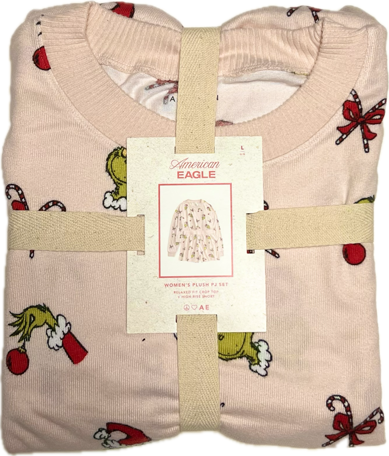 American Eagle Women's Plus PJ Set Relaxed Crop Top High Rise Short